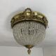 Ceiling light basket old 19th brass and faceted glass beads