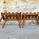 Pair of slatted side tables, Scandinavian style, 60s