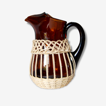 Carafe ambre et osier