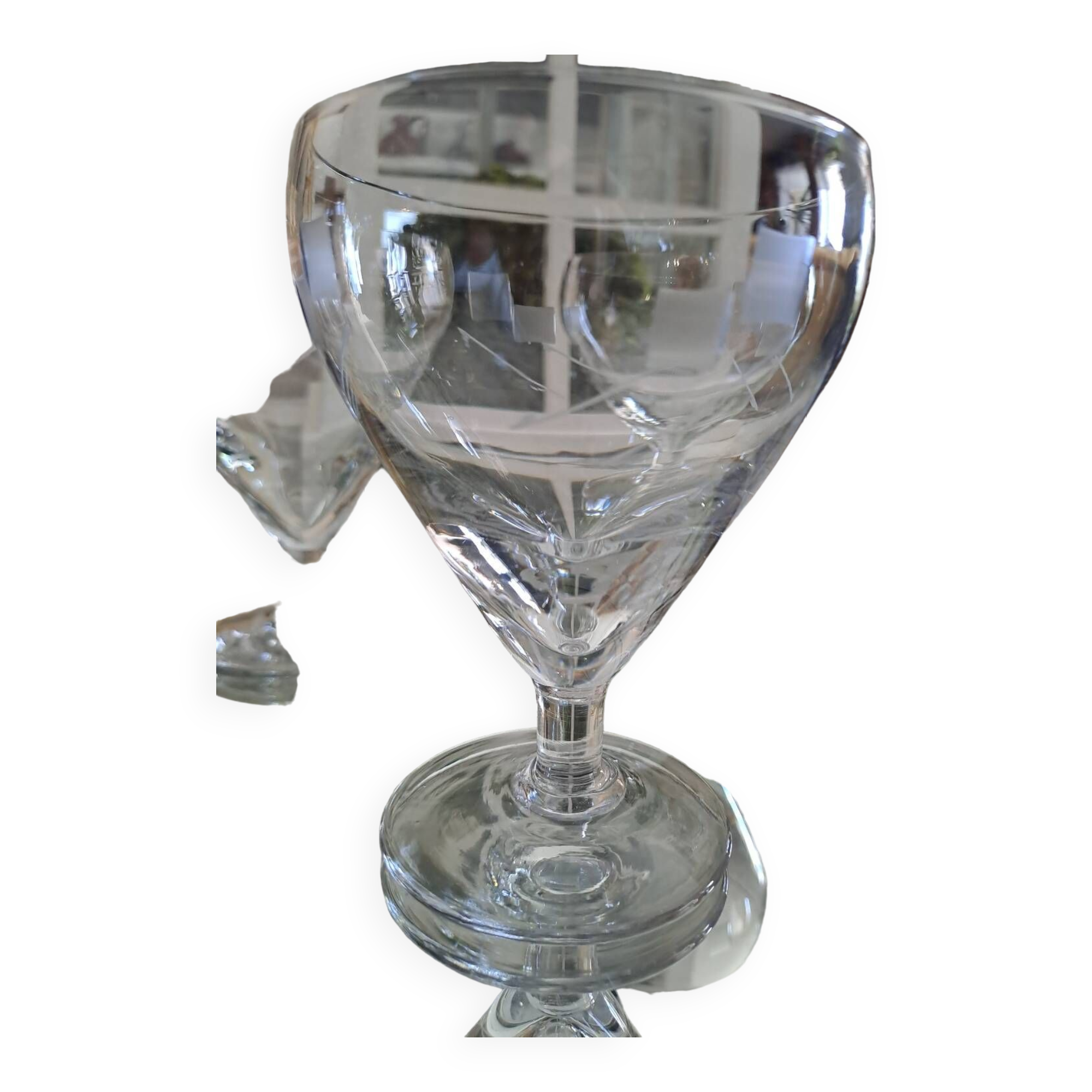 6 verres à vin gravés style bistro en verre soufflé