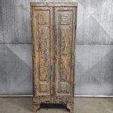 Casier industriel en métal | Armoire vintage à deux portes patinée
