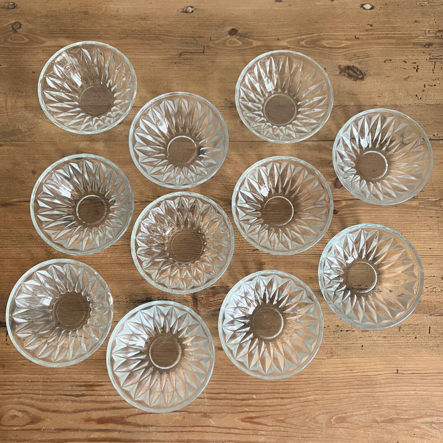 11 chiseled glass cups