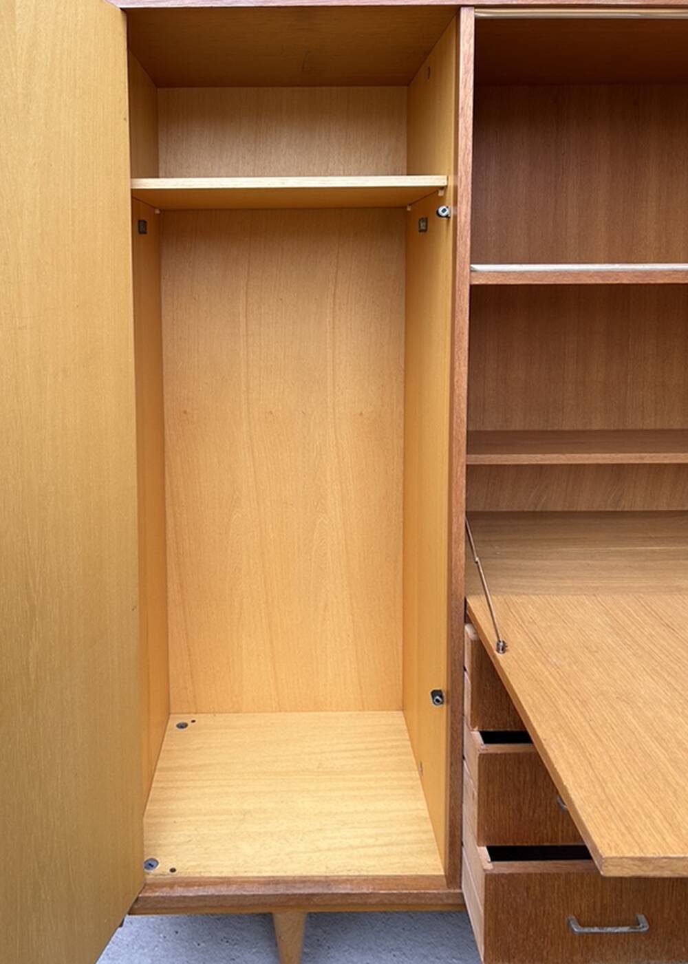 Secretary, bookcase, cupboard, wardrobe, 60s, vintage