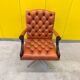 Vintage orange leather buttoned back gainsborough swivel desk chair from 1980