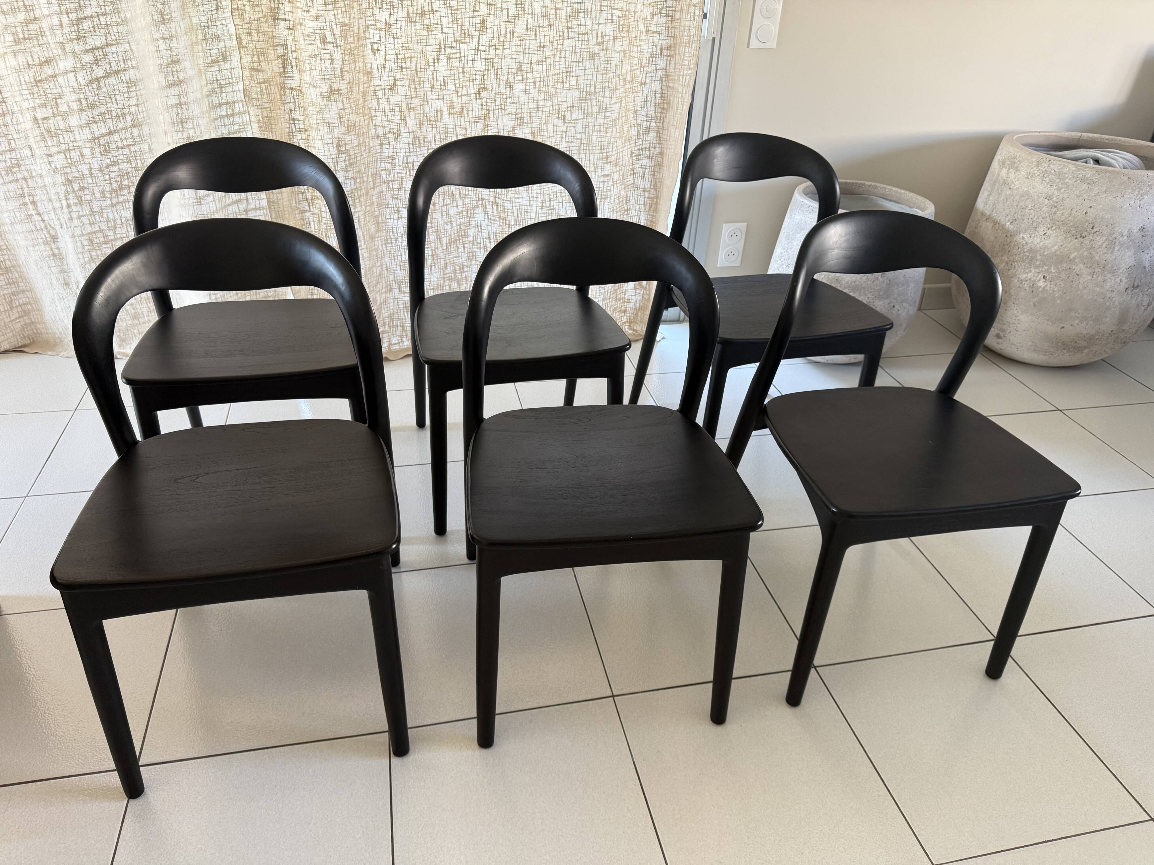 Lot de 6 chaises design bois noir — style premium