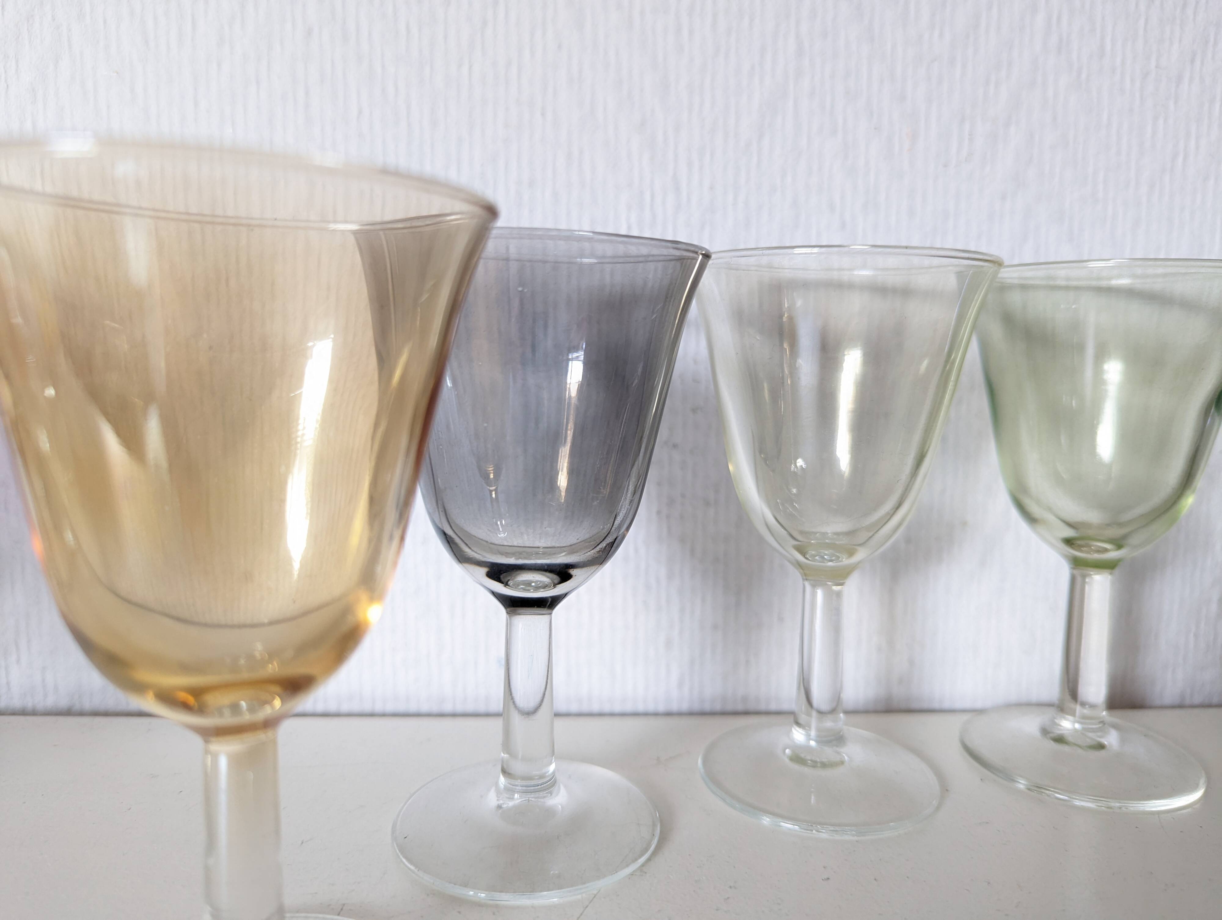 set of 6 glasses for cooked wine, multicolored pearly Arlequin digestif