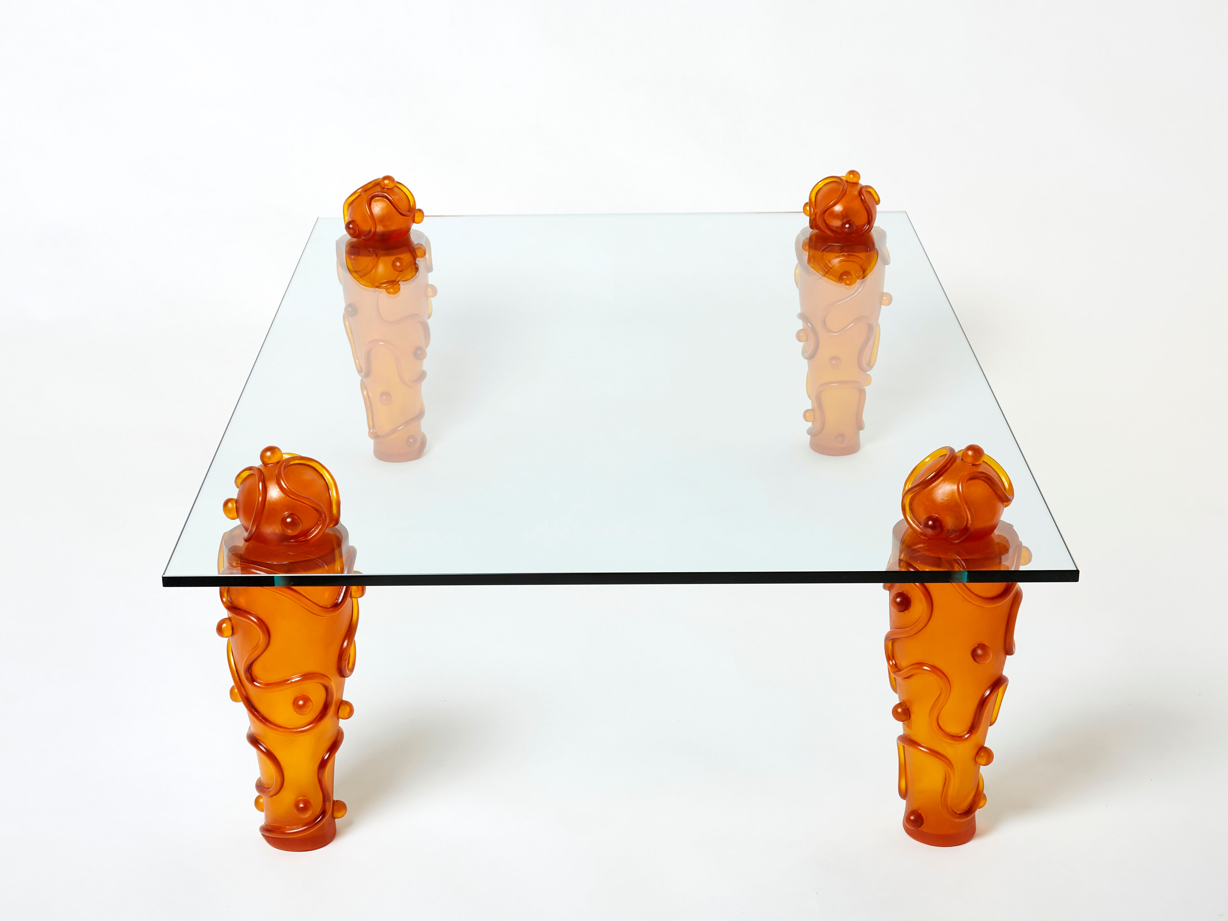 Resin glass coffee table signed Garouste & Bonetti 1990
