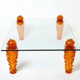 Table basse verre résine signée Garouste & Bonetti 1990