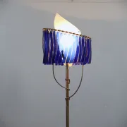 1980s Postmodern Blue Glass & Brass Floor Lamp by Toni Cordero for Artemide
