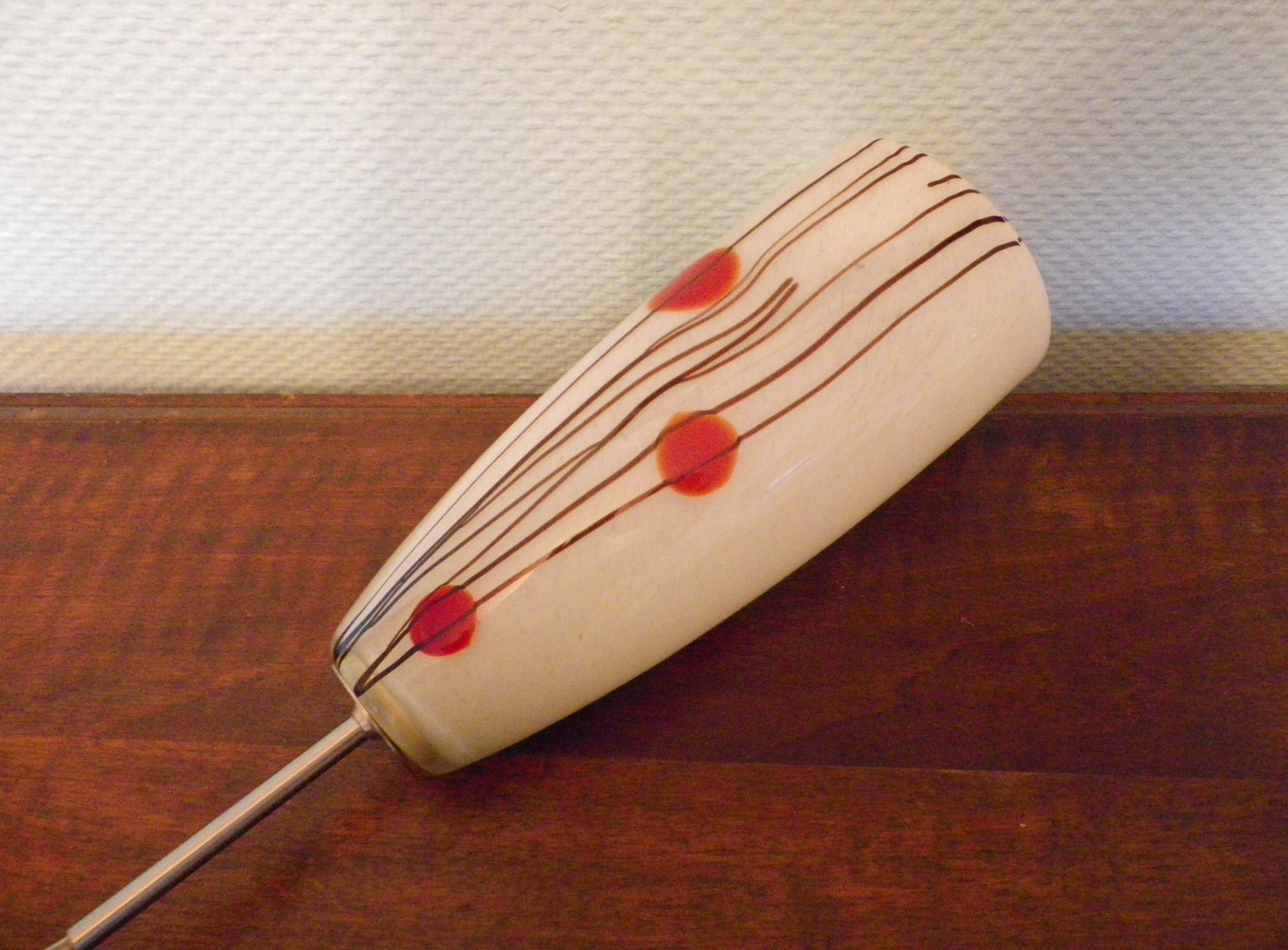 Art deco pendant lamp from the 70s, opaline, chrome metal