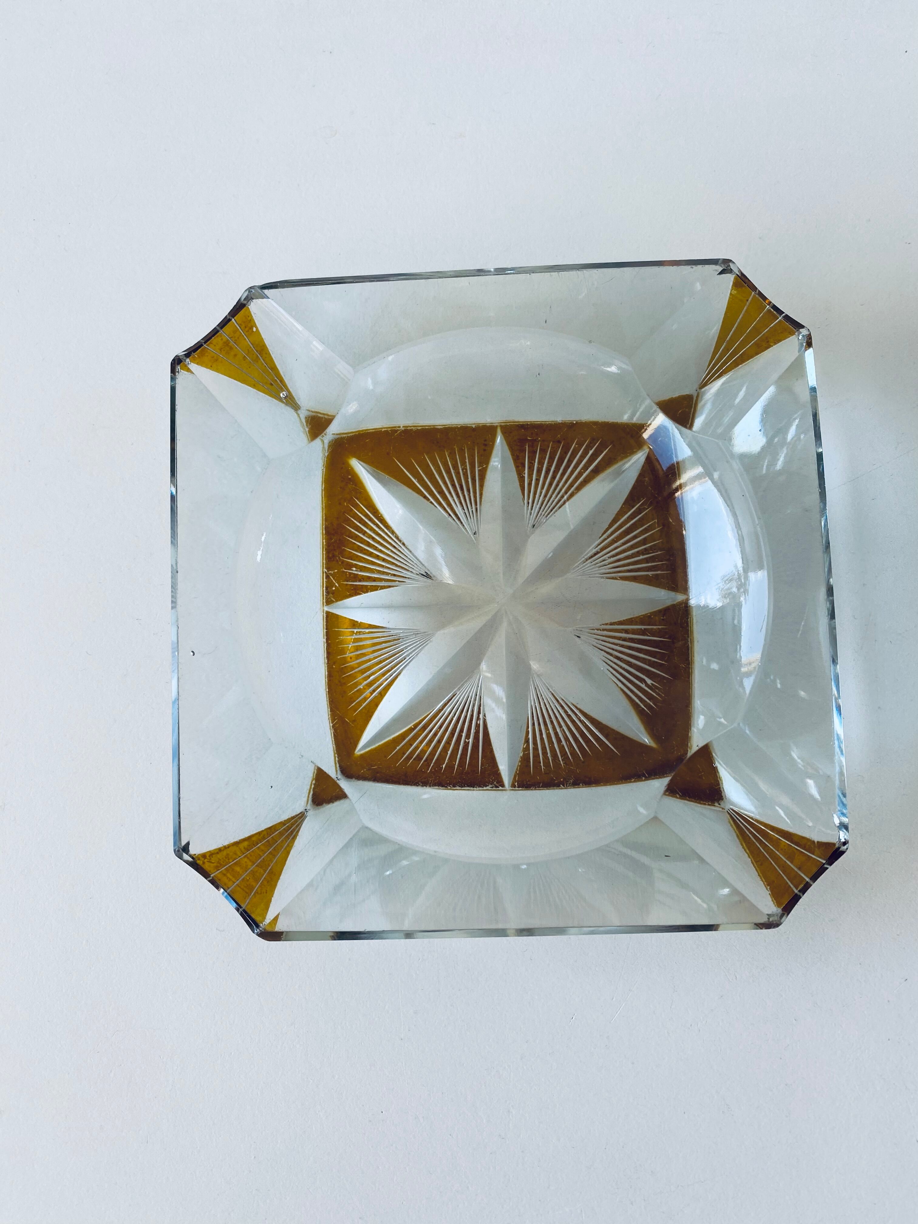 Art deco ashtray in cut crystal