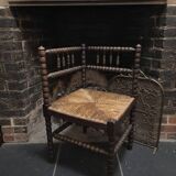 Antique corner fireplace armchair