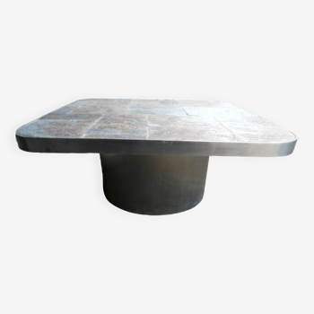 Table basse metal et ardoise