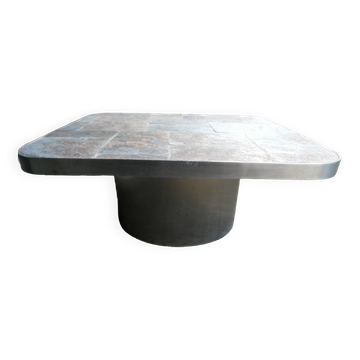 Metal and slate coffee table
