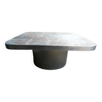 Metal and slate coffee table