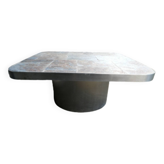 Table basse metal et ardoise