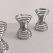 Set of 5 vintage postmodern egg cups with spiral decoration in Memphis style.
