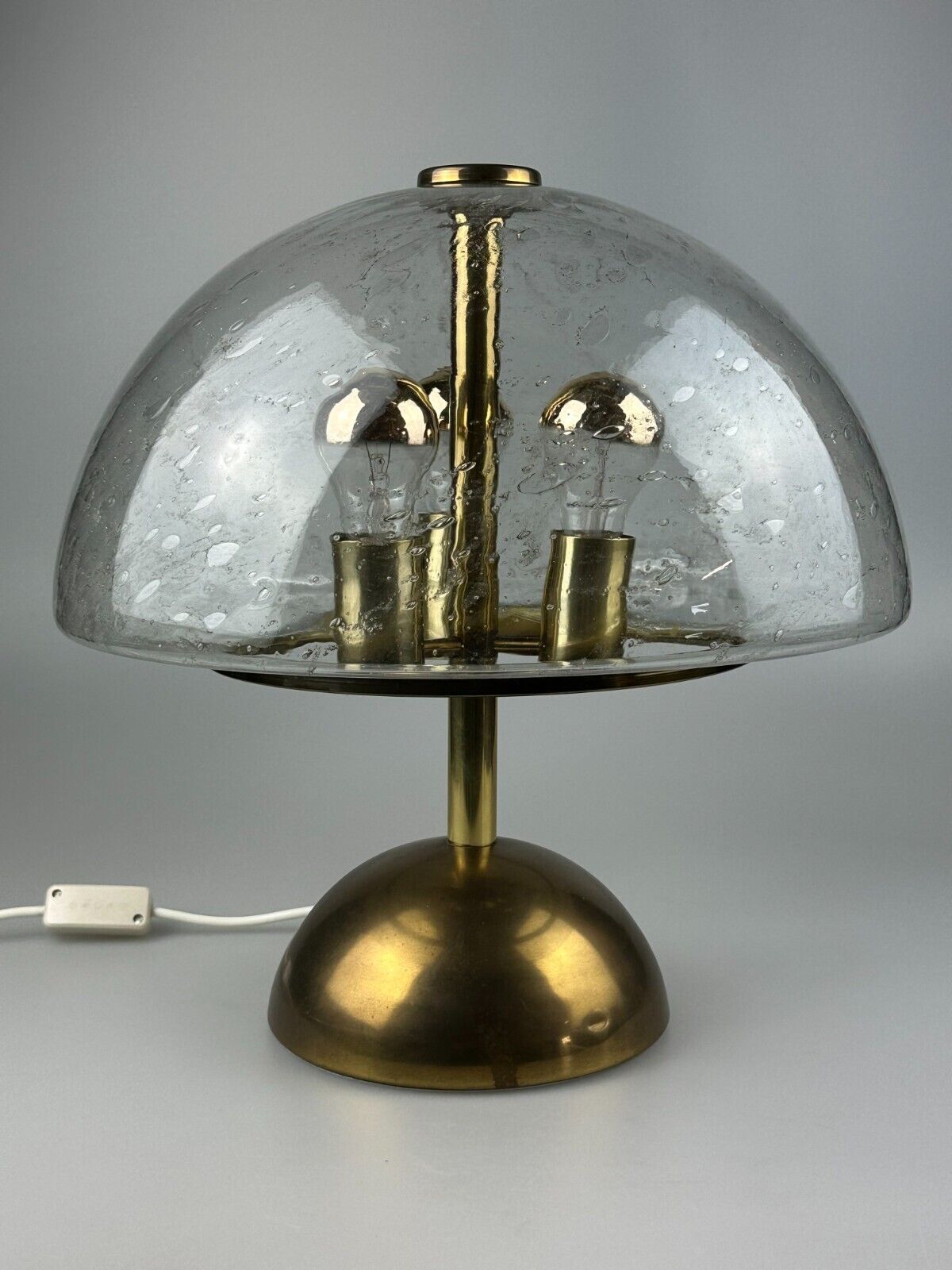 60s 70s table lamp by Doria Leuchten Germany glass brass Space Age