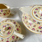 Robj Paris Coffee Tea Set with Floral Yellow Porcelain Core - Vintage Art Deco Style