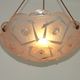 French Art Deco Stamped 1053 Pink Glass Plafonnier Hanging Light Pink Ropes