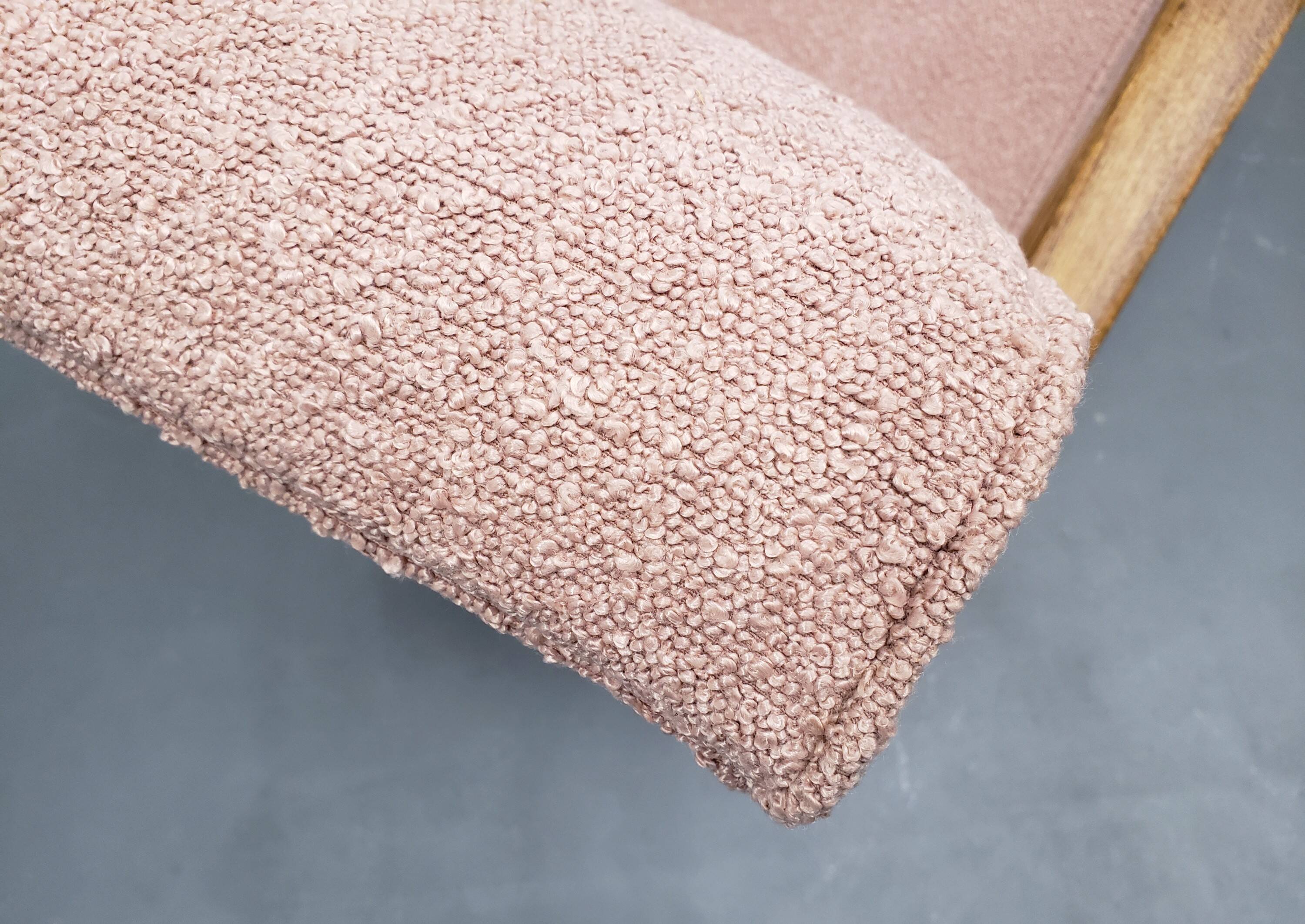 1930 Jindrich Halabala Bentwood Armchair in Pink Boucle