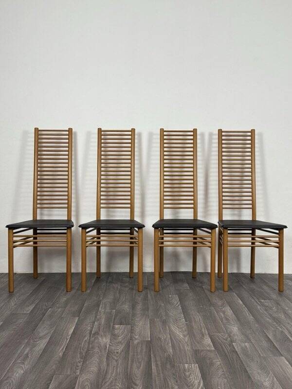 Ladder Back Dining Chairs, Italy, 1980, Set of 4
