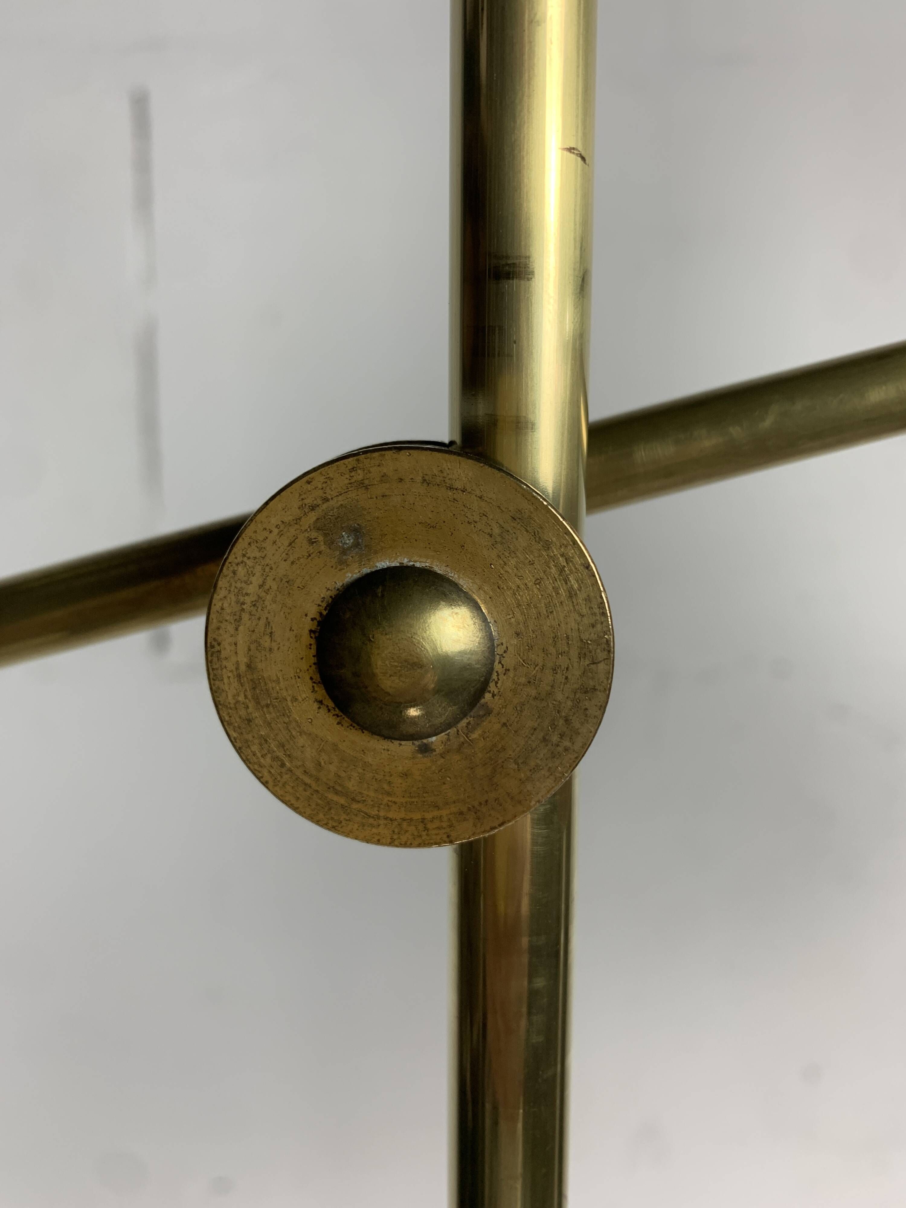 Italian adjustable floor lamp in pencil reed bamboo rattan and brass, 1970s