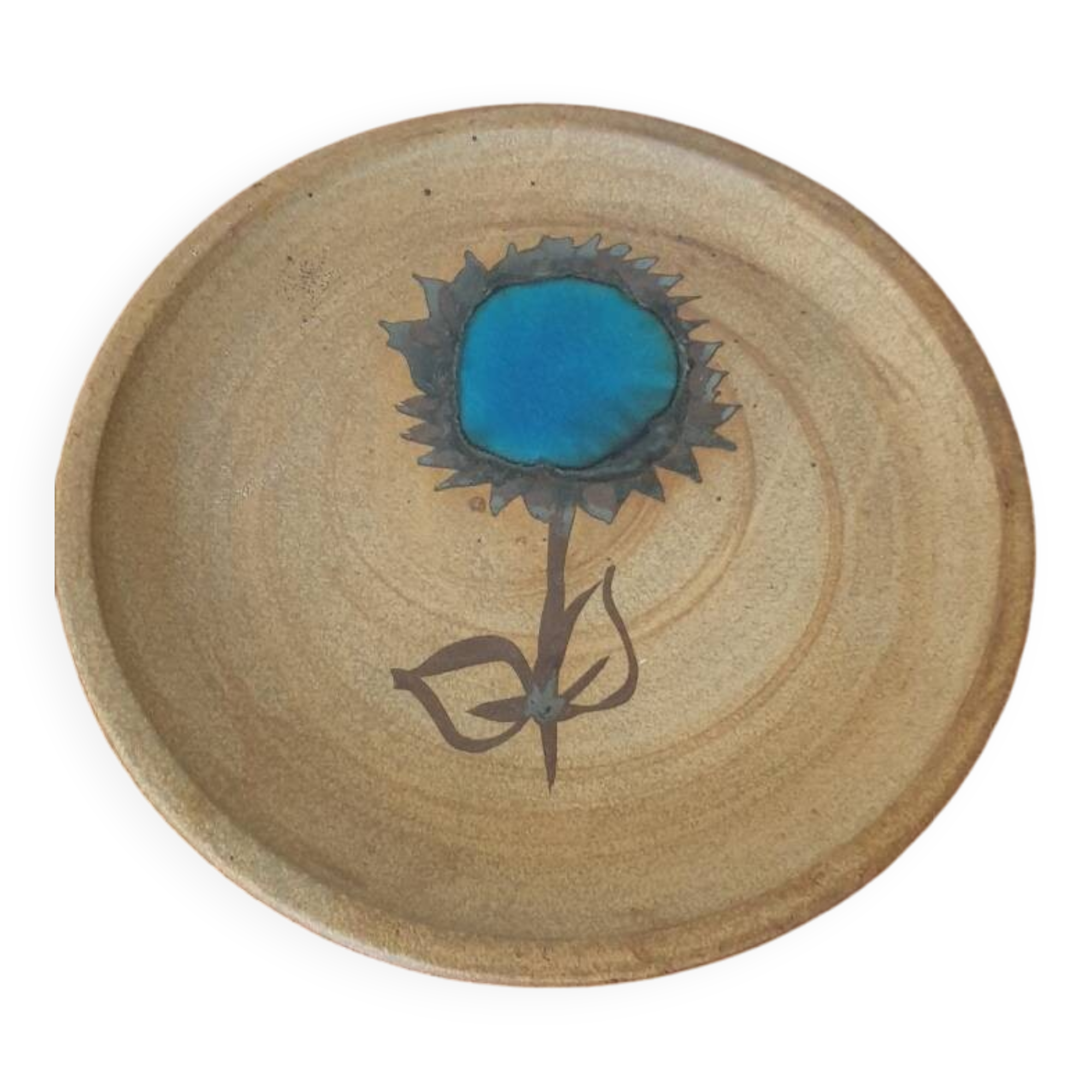 Enameled pottery plate