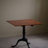 Antique handcrafted square table with drop leaves made of burl wood, Swedish, 19th century.