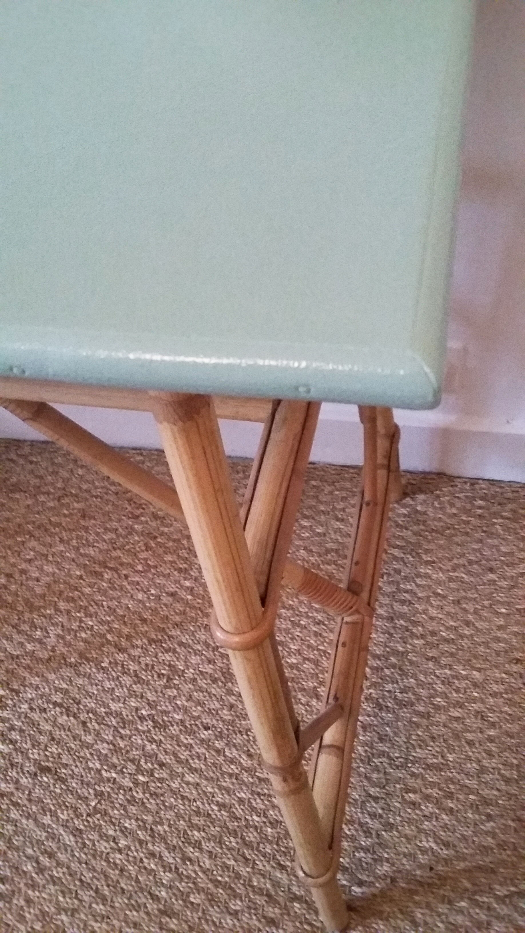 Desk mint green vintage 60s/70s Wicker rattan