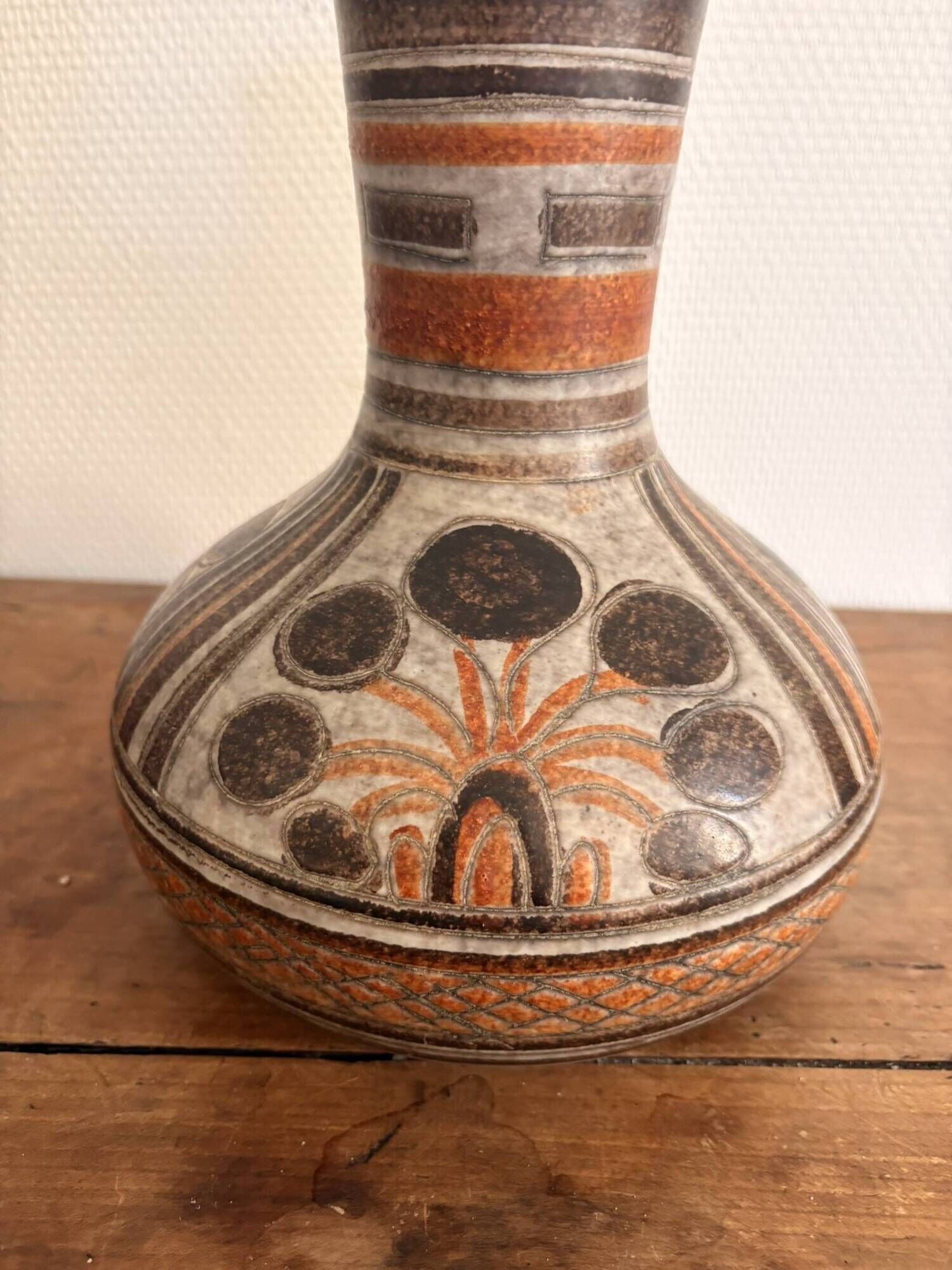 Italian Vase Ars Ceramic Italy 1950 Tuscan Design Fat Lava Etruscan
