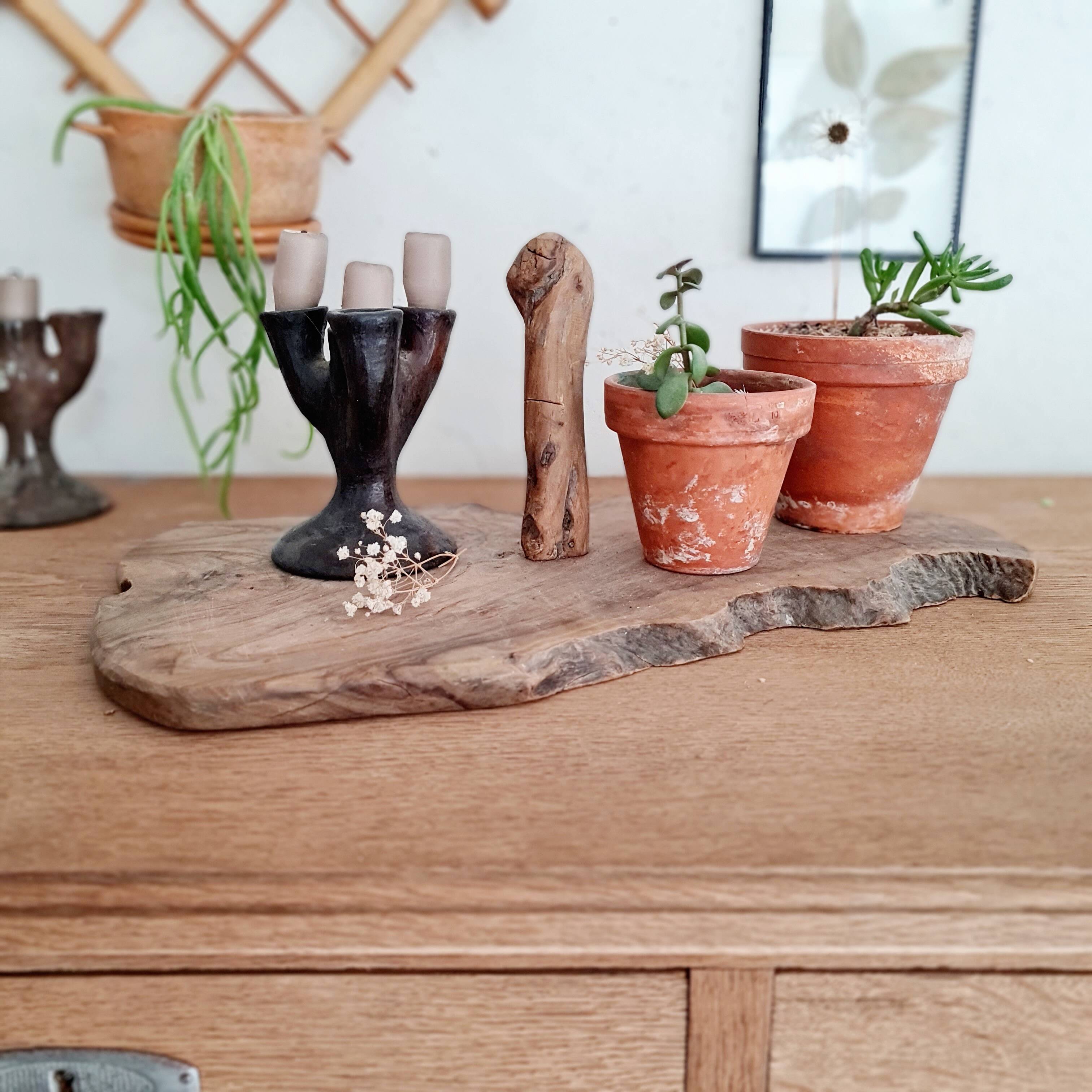 Antique brutalist wooden tray
