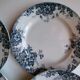 6 assiettes plates moulin des loups terre de fer bleu et blanc
