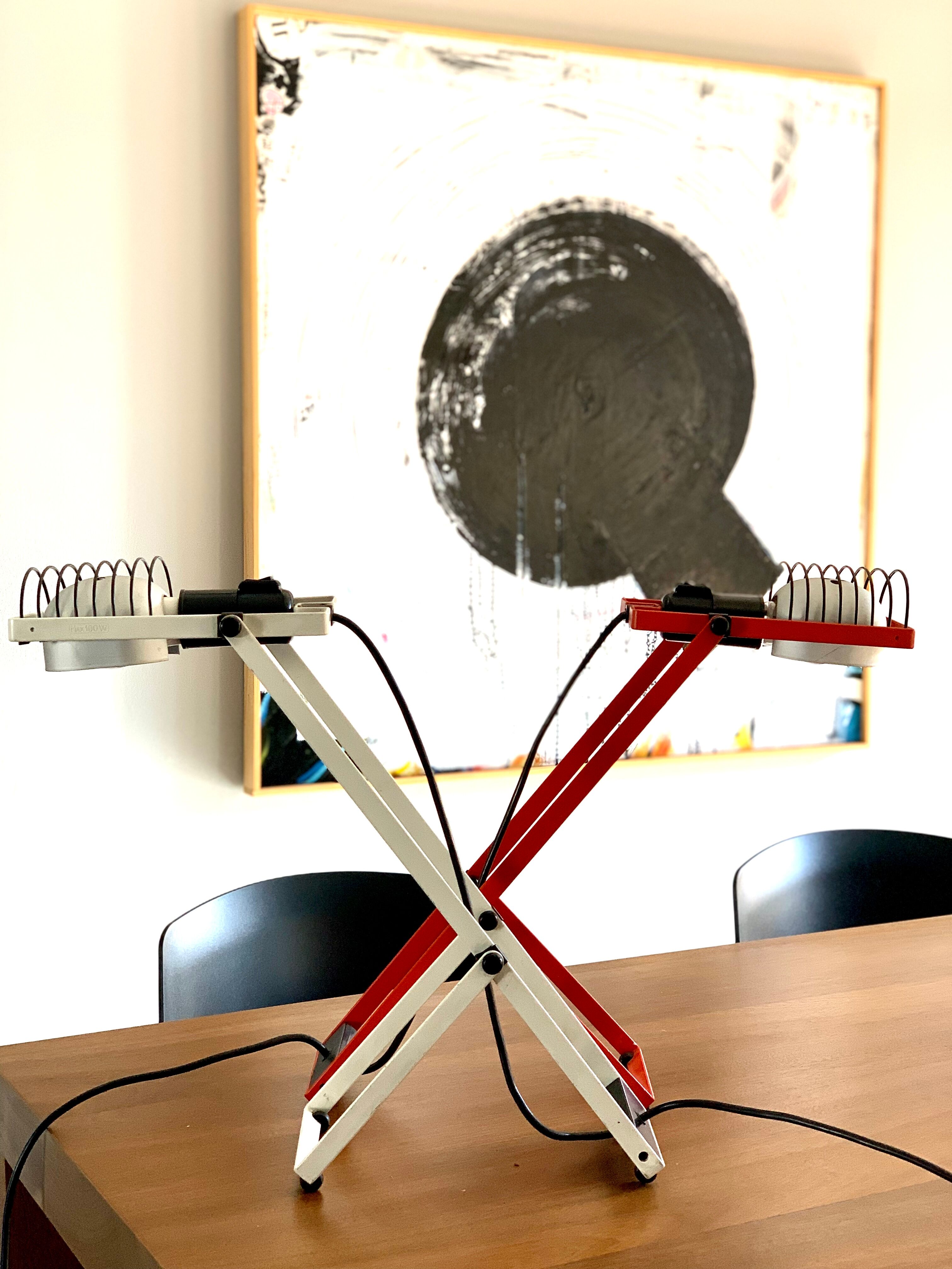 Red lamp model "Sintesi" of tavolo by Ernesto Gismondi for Artemide / Italy 70s