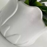 Cache-pot vintage en forme de tulipe en porcelaine blanche