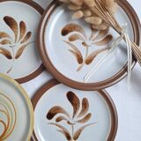 Vintage hand-painted flower stoneware plates