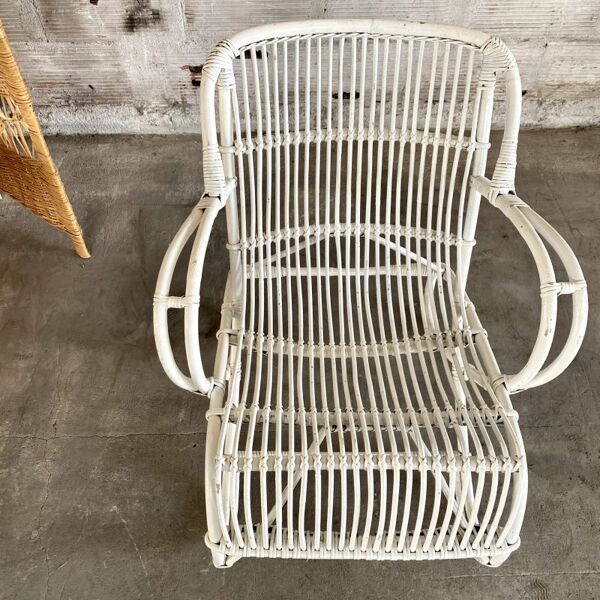 Fauteuil en rotin blanc