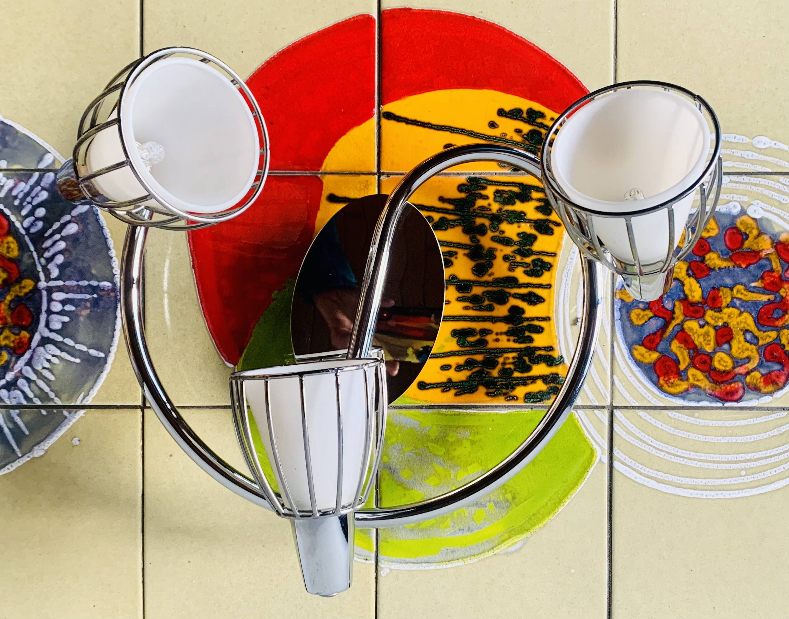 Vintage ceiling light with three adjustable spots in chrome metal