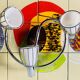 Vintage ceiling light with three adjustable spots in chrome metal