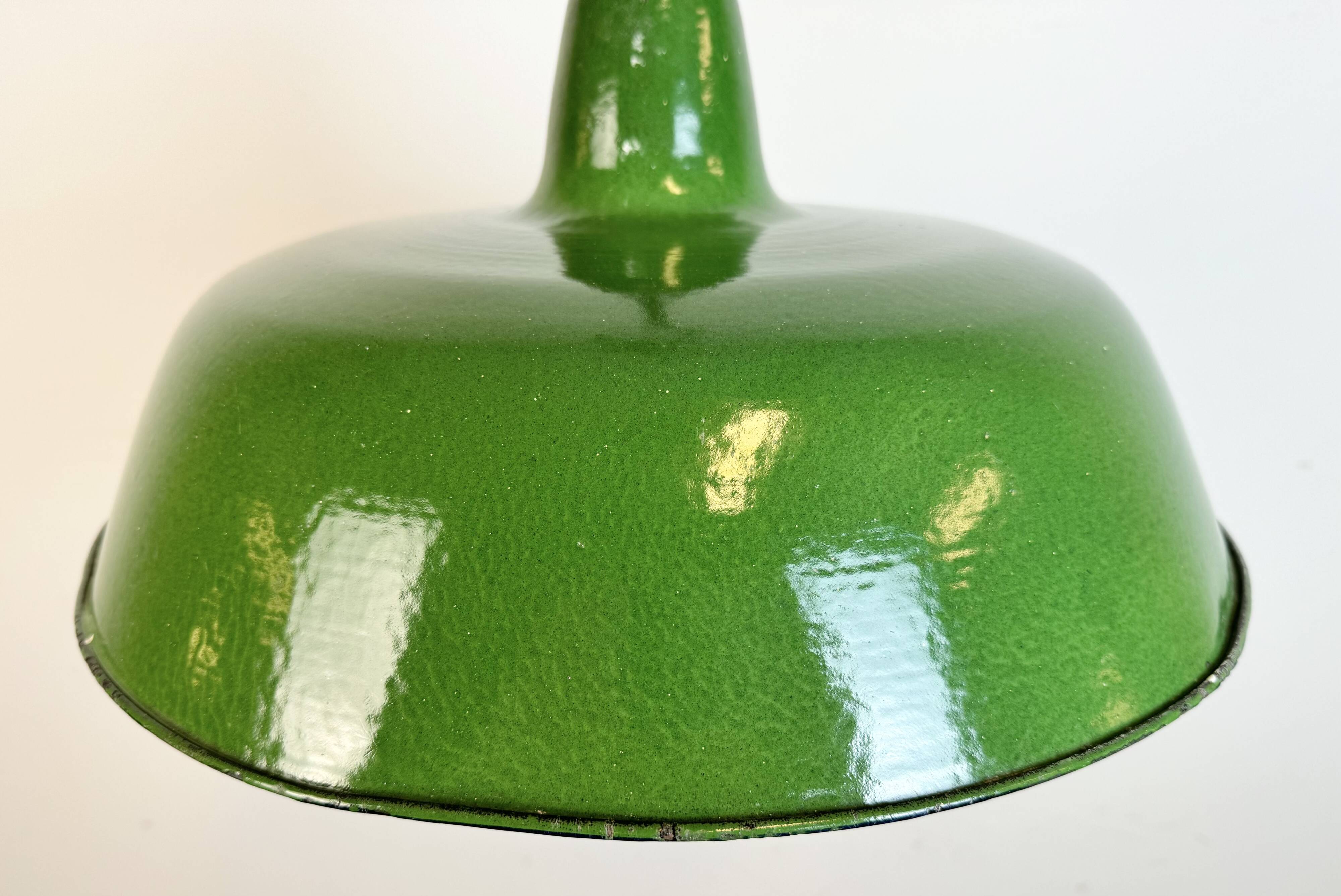 Industrial Green Enamel Factory Pendant Lamp, 1960s