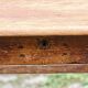 Solid wood table, one drawer, turned wood