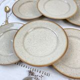 8 Petites Assiettes en grès moucheté Tulowice mid century XXe