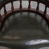 Dark Green Cowhide Leather Swivel and Tilt Chesterfield Office Chair