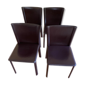 Lot 4 chaises moka cinna cuir marron