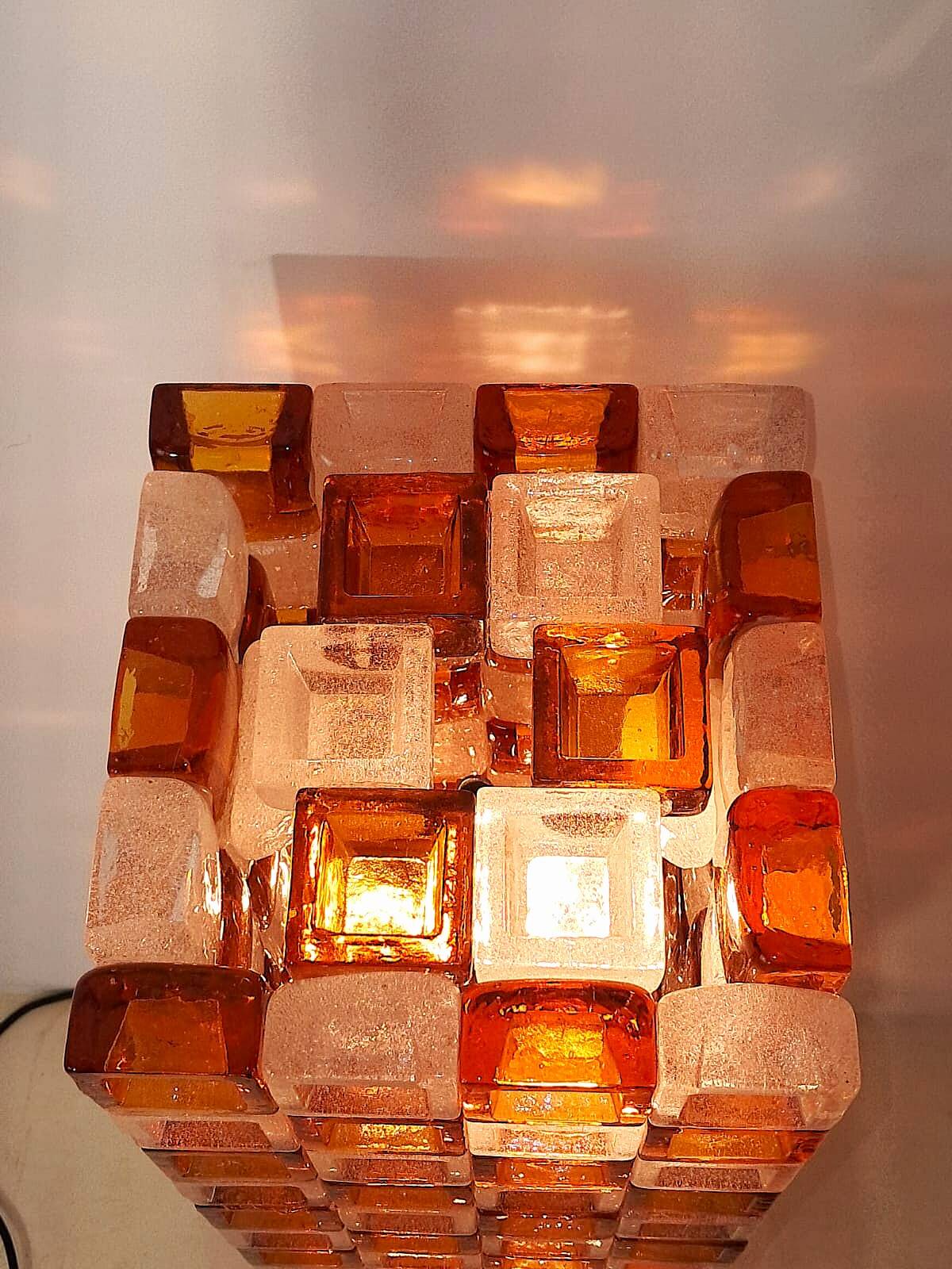 Floor Lamp in Amber and Crystal Pulegoso Glass by Poliarte, Italy, 1970s