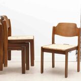 Chaise vintage tout bois caramel et assise paillée