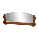Art Deco concave mirror, arc-shaped, carved in solid wood, 1940, 120cm.