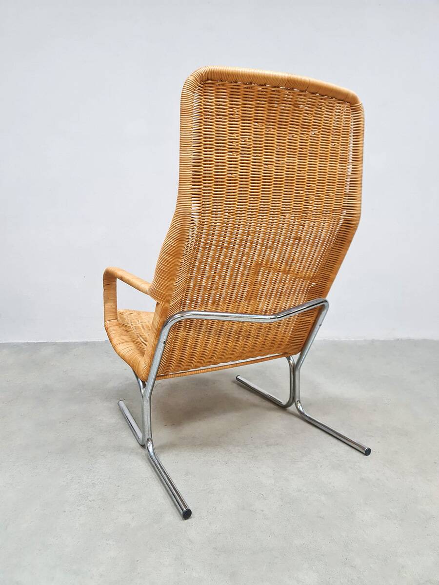 Vintage wicker lounge chair by Dutch designer Dirk van Sliedregt