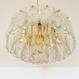 Gilded ice glass ceiling chandelier by J.T. Kalmar