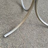 Vintage oval design table in smoked glass and chrome legs